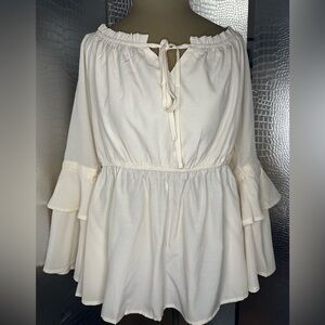 Scarlet Darkness Elegant Off-White Blouse with Ruffle Sleeves size XL and 2X